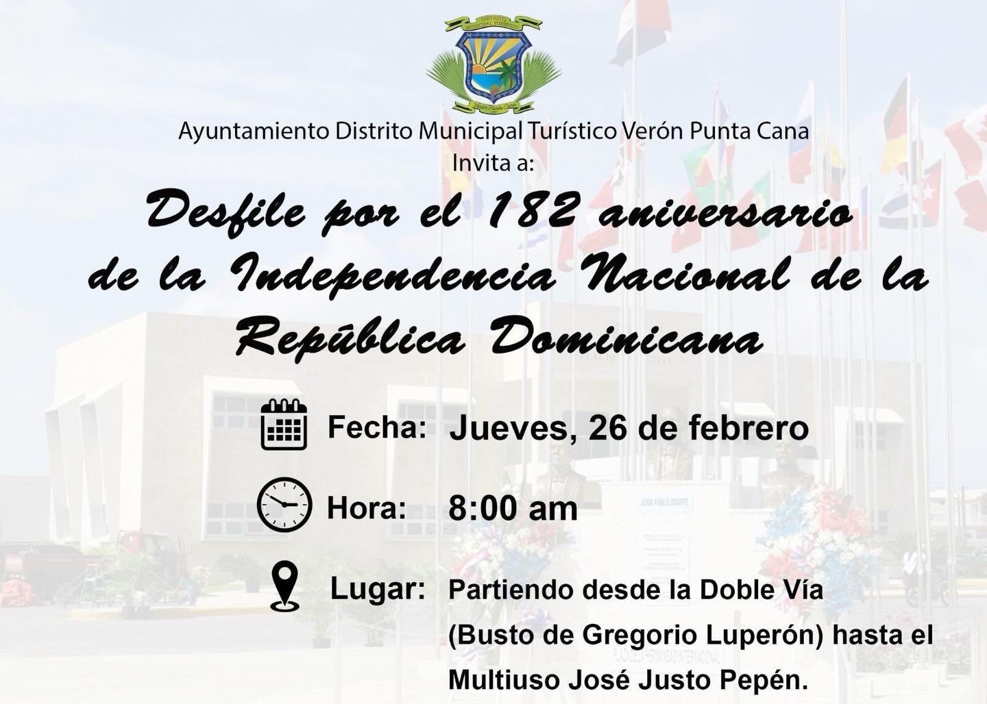 Desfile con motivo del 182 aniversario de la Independencia Nacional de la República Dominicana.